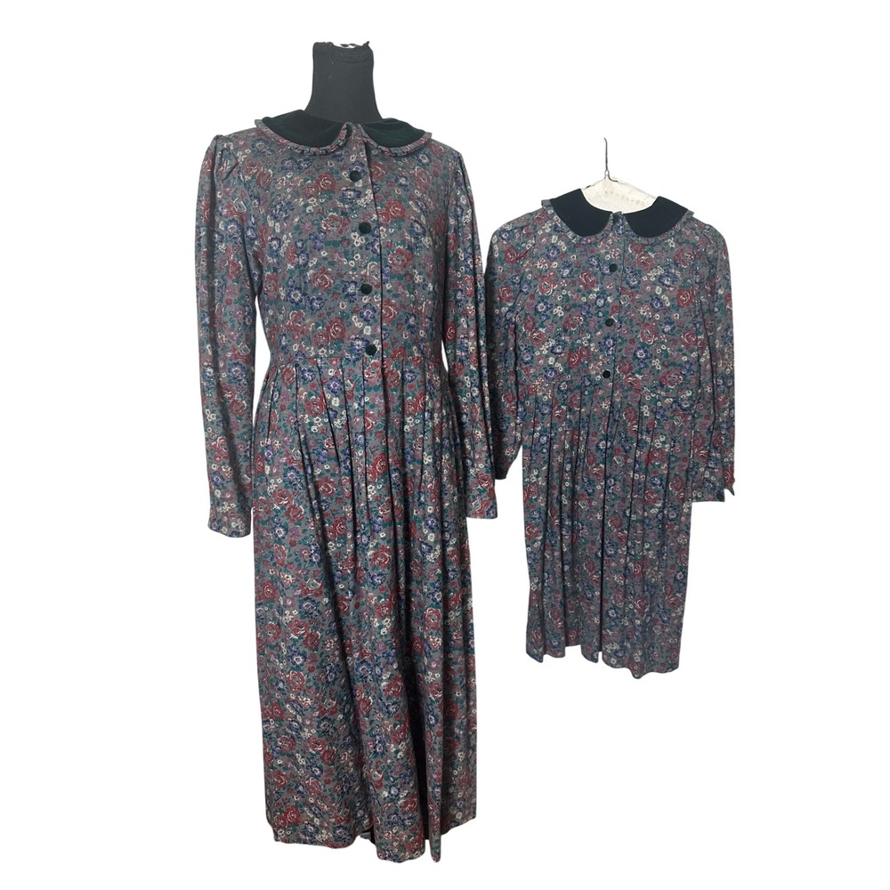 Vtg Laura Ashley Mother & Child Matching Dress Set Great Britain Viyella floral